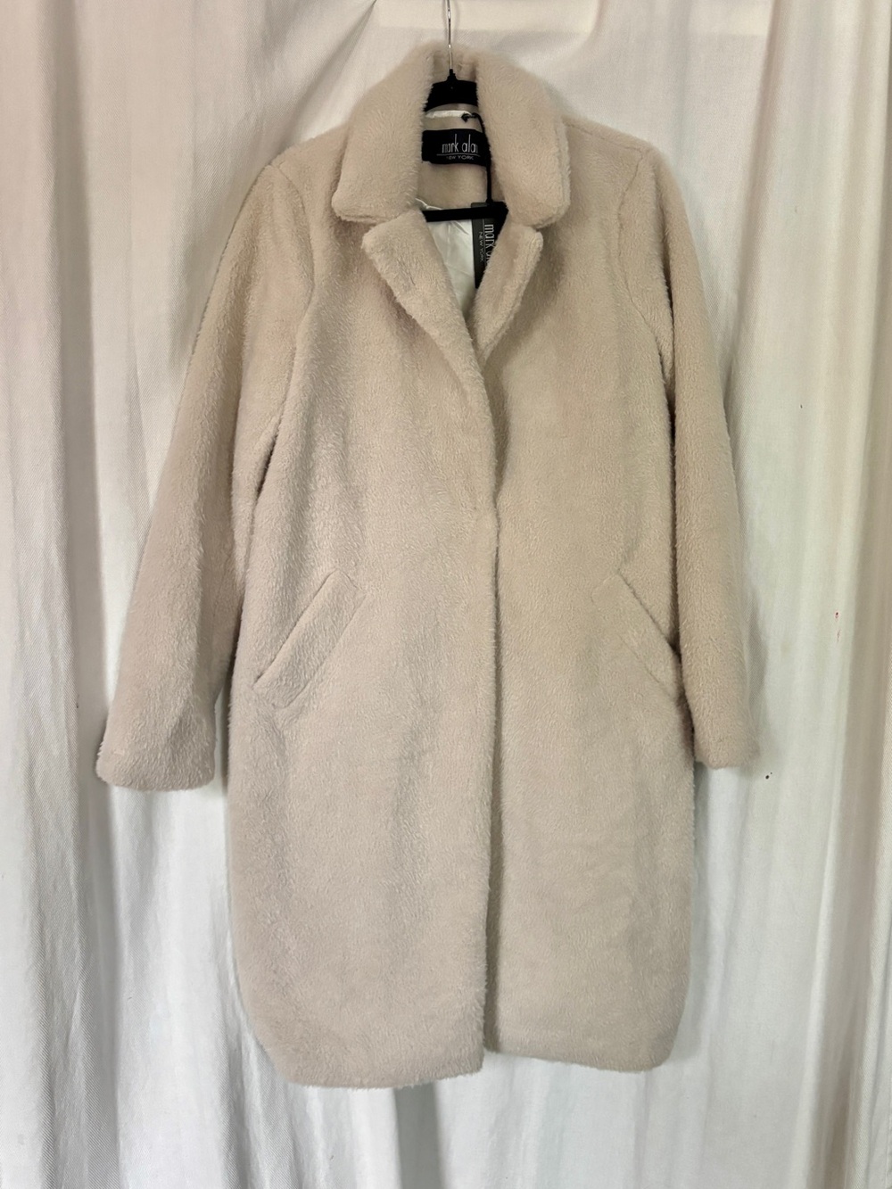 Mark Alan Soft Cream Teddy Coat with Notch Collar